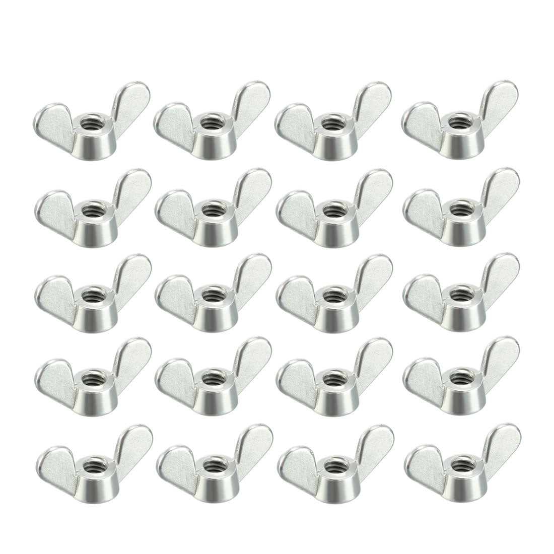 uxcell Uxcell M4 Wing Nuts Zinc Plated Fasteners Parts Butterfly Nut Silver Tone 20pcs