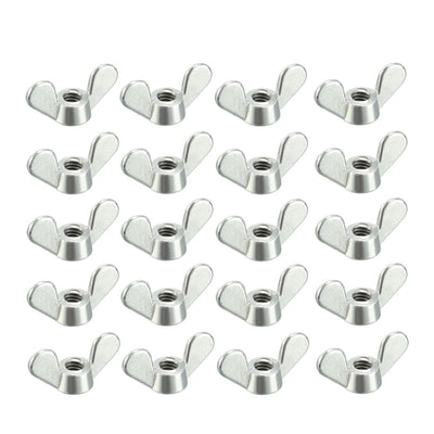 Harfington Uxcell M4 Wing Nuts Zinc Plated Fasteners Parts Butterfly Nut Silver Tone 20pcs