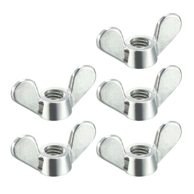 Harfington Uxcell M5 Wing Nuts Zinc Plated Fasteners Parts Butterfly Nut Silver Tone 5pcs