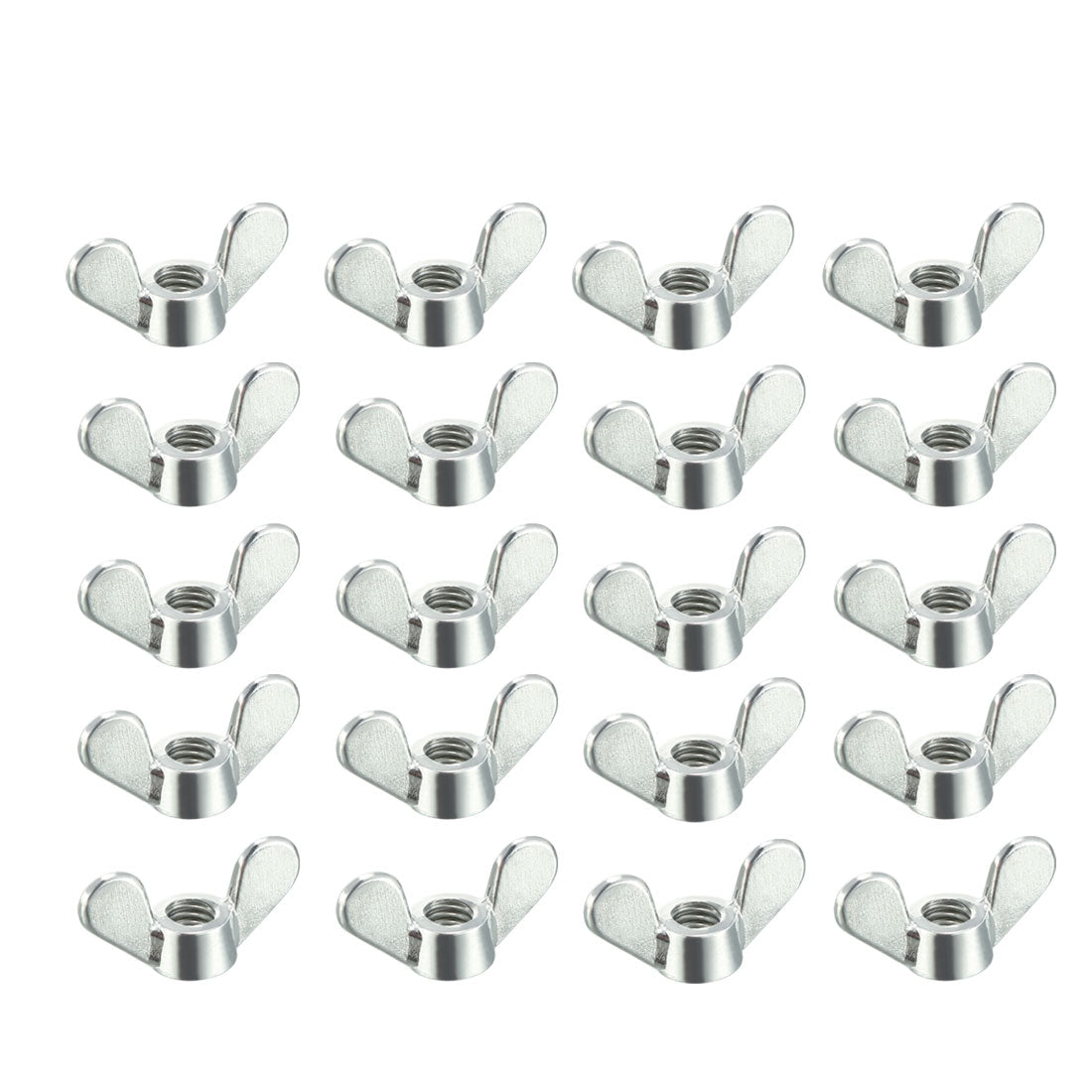 uxcell Uxcell M5 Wing Nuts Zinc Plated Fasteners Parts Butterfly Nut Silver Tone 20pcs