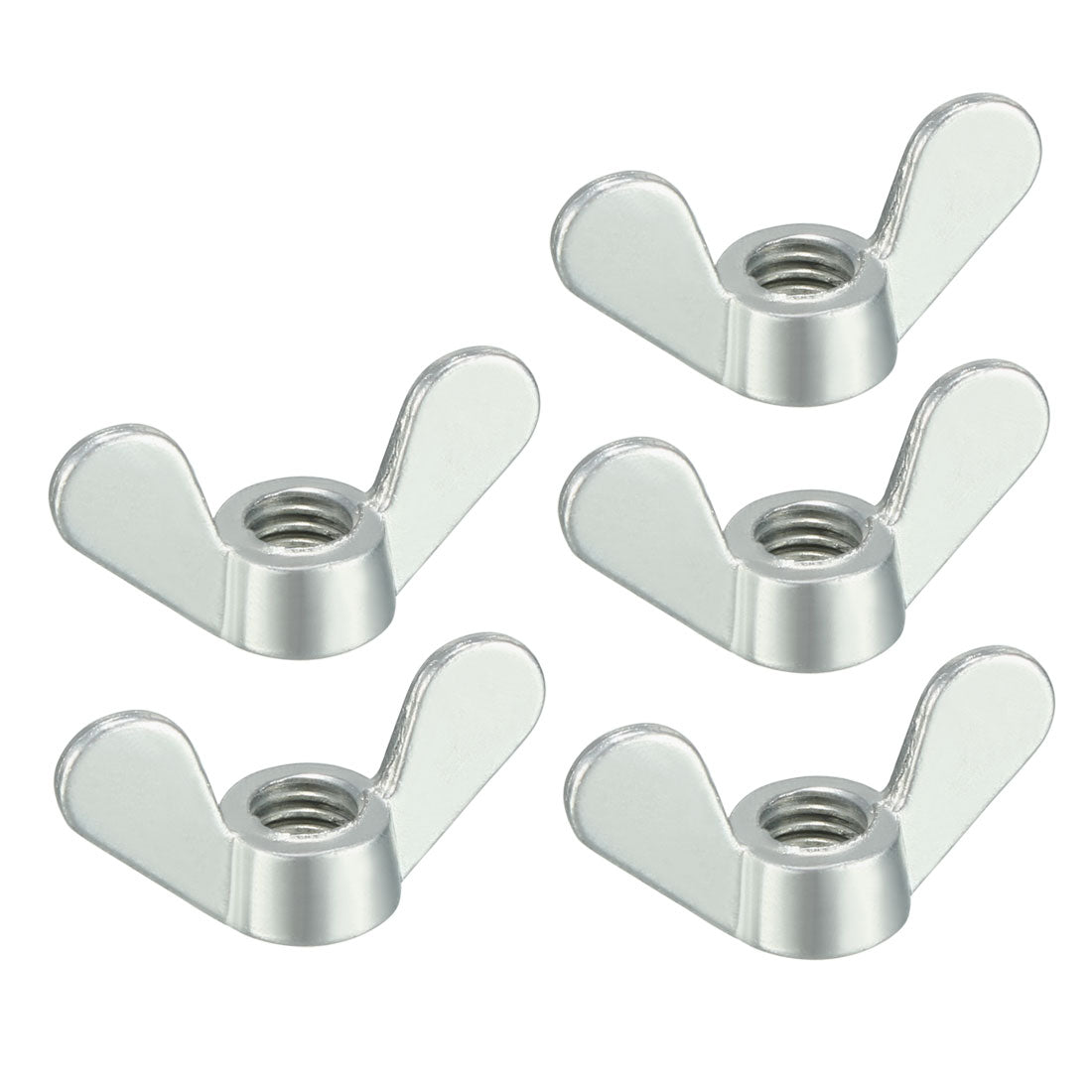 uxcell Uxcell M6 Wing Nuts Zinc Plated Fasteners Parts Butterfly Nut Silver Tone 5pcs