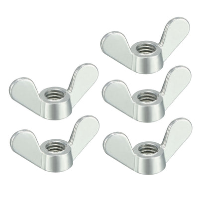 Harfington Uxcell M6 Wing Nuts Zinc Plated Fasteners Parts Butterfly Nut Silver Tone 5pcs