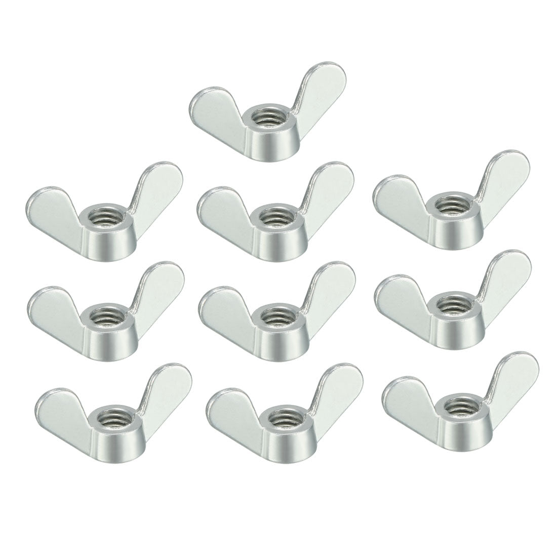 uxcell Uxcell M6 Wing Nuts Zinc Plated Fasteners Parts Butterfly Nut Silver Tone 10pcs