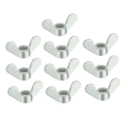 Harfington Uxcell M6 Wing Nuts Zinc Plated Fasteners Parts Butterfly Nut Silver Tone 10pcs