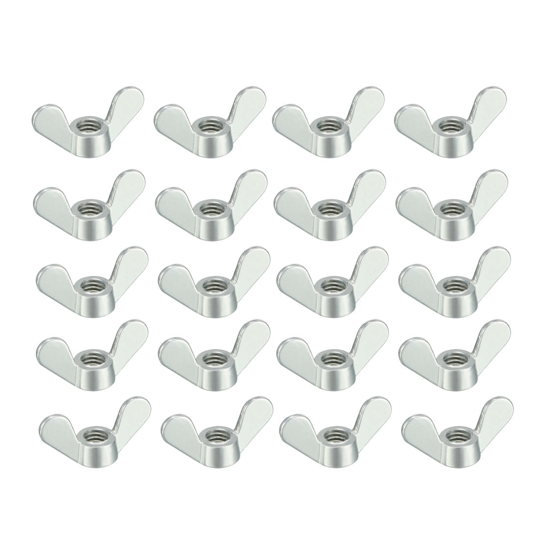 uxcell Uxcell M6 Wing Nuts Zinc Plated Fasteners Parts Butterfly Nut Silver Tone 20pcs