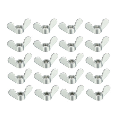 Harfington Uxcell M6 Wing Nuts Zinc Plated Fasteners Parts Butterfly Nut Silver Tone 20pcs