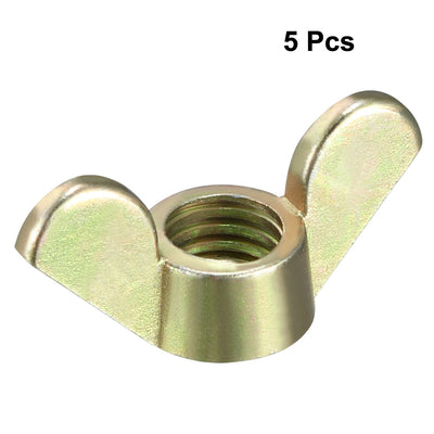 Harfington Uxcell M8 Wing Nuts Zinc Plated Fasteners Parts Butterfly Nut Bronze Tone 5pcs