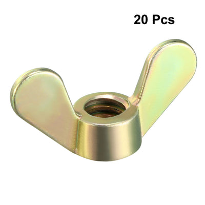 Harfington Uxcell 1/4" Wing Nuts Zinc Plated Fasteners Parts Butterfly Nut Bronze Tone 20pcs