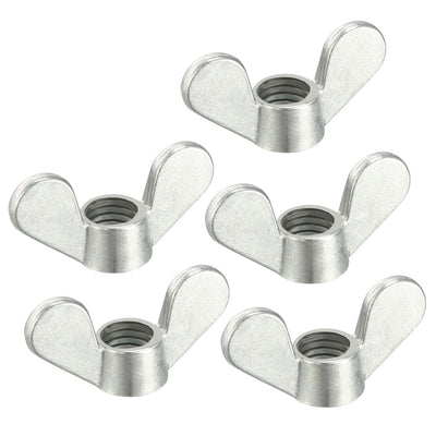 uxcell Uxcell M10 Wing Nuts Zinc Plated Fasteners Parts Butterfly Nut Silver Tone 5pcs