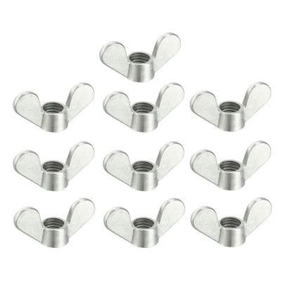 Harfington Uxcell M10 Wing Nuts Zinc Plated Fasteners Parts Butterfly Nut Silver Tone 10pcs