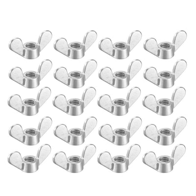 Harfington Uxcell 3/16" Wing Nuts Zinc Plated Fasteners Parts Butterfly Nut Silver Blue 20pcs