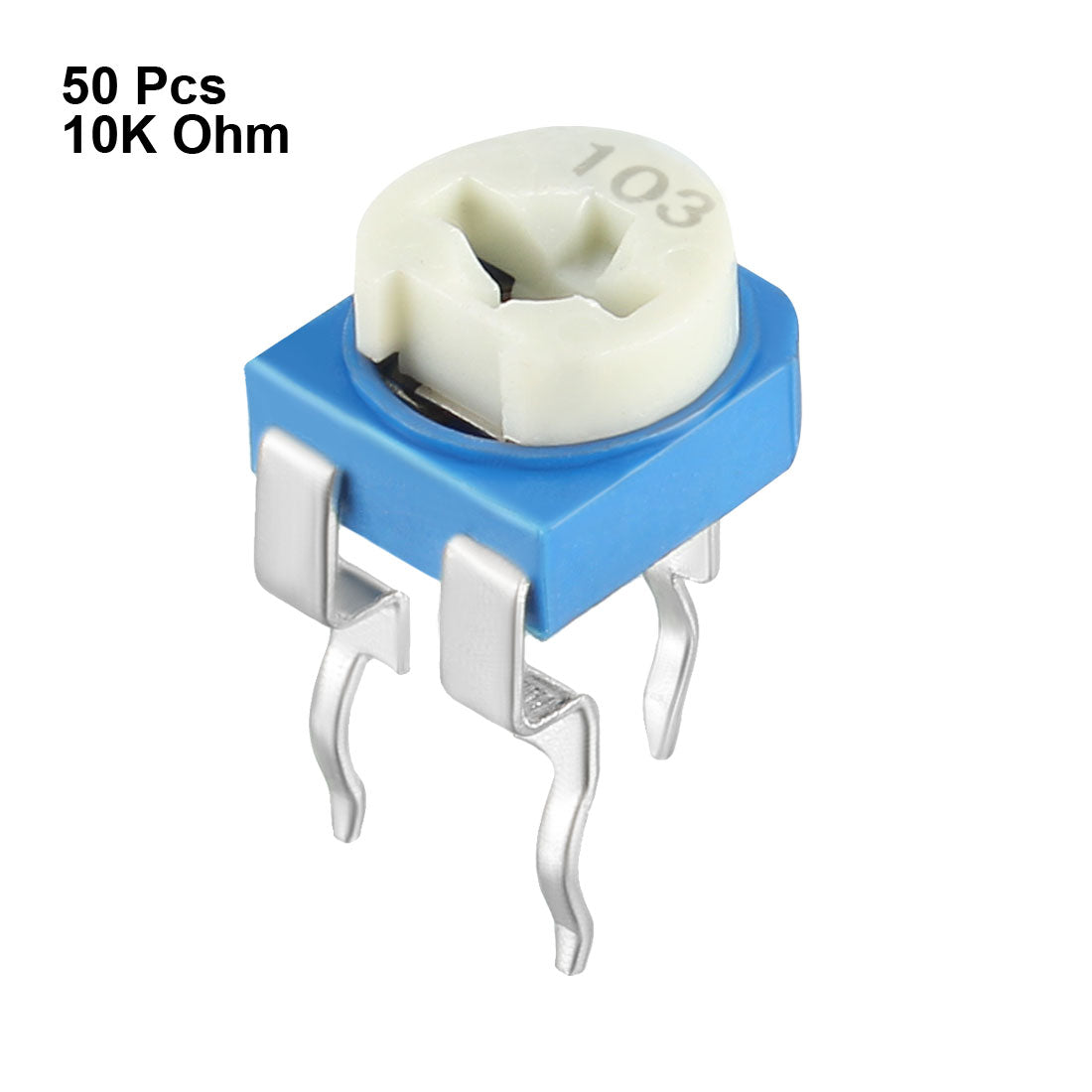 uxcell Uxcell 50 Pcs 10K Ohm Variable Resistors Top Adjustable Horizontal Cermet Potentiometer