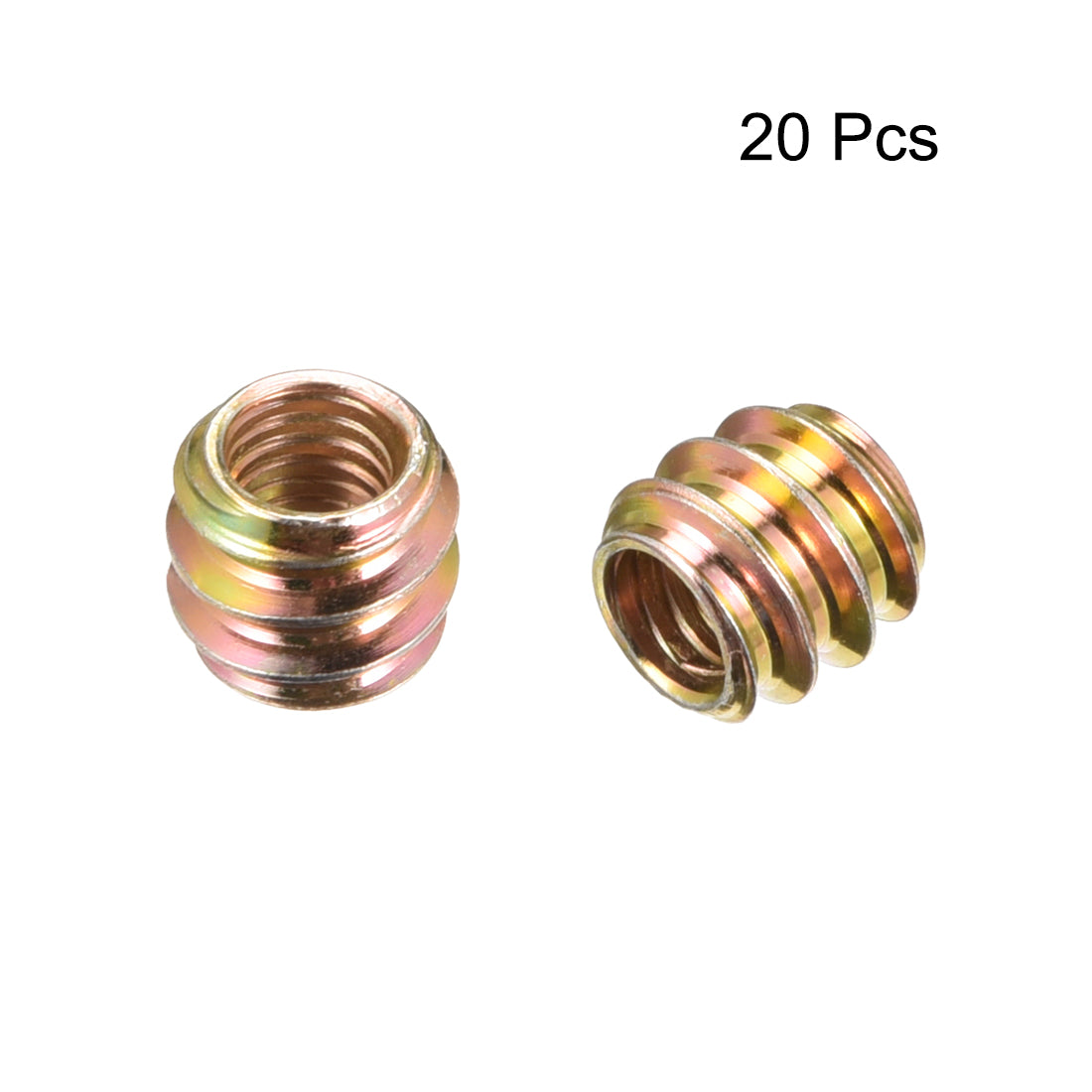 Uxcell Uxcell Furniture Threaded Insert Nuts Carbon Steel M6 Internal Thread 10mm Length 30pcs