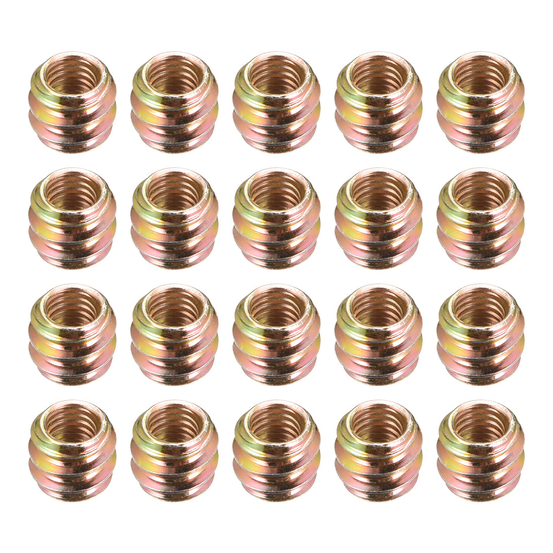 Uxcell Uxcell Furniture Threaded Insert Nuts Carbon Steel M6 Internal Thread 10mm Length 30pcs