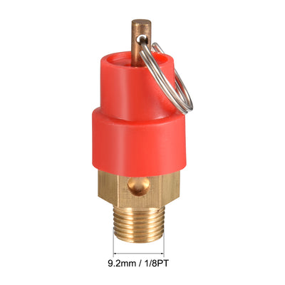 Harfington Uxcell Air Compressor Fittings Pressure Relief Valve 1/8PT Thread 0.78Mpa Red