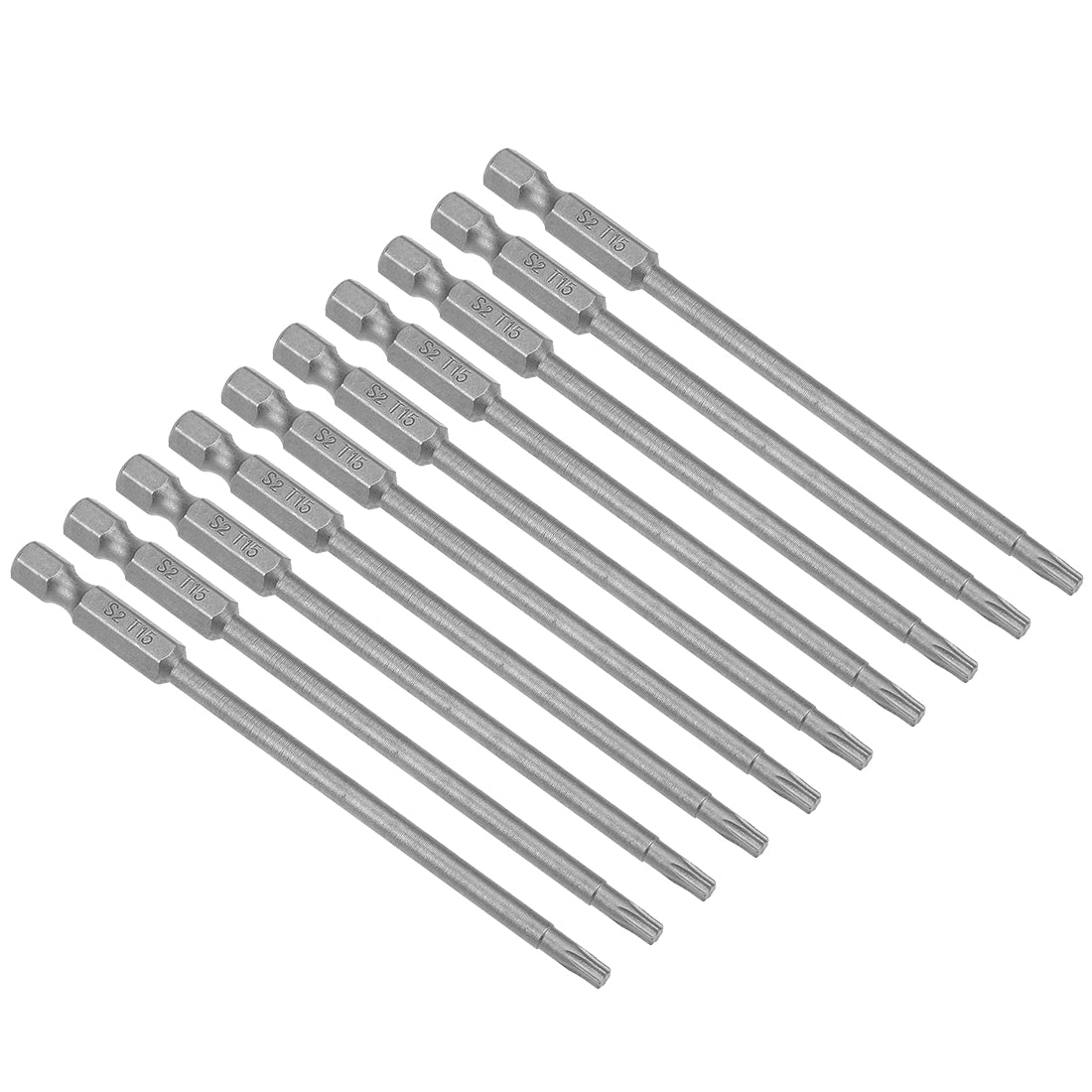 Uxcell Uxcell 10pcs 100mm Long 1/4" Hex Shank T15 Magnetic Torx Head Screwdriver Bits S2 High Alloy Steel