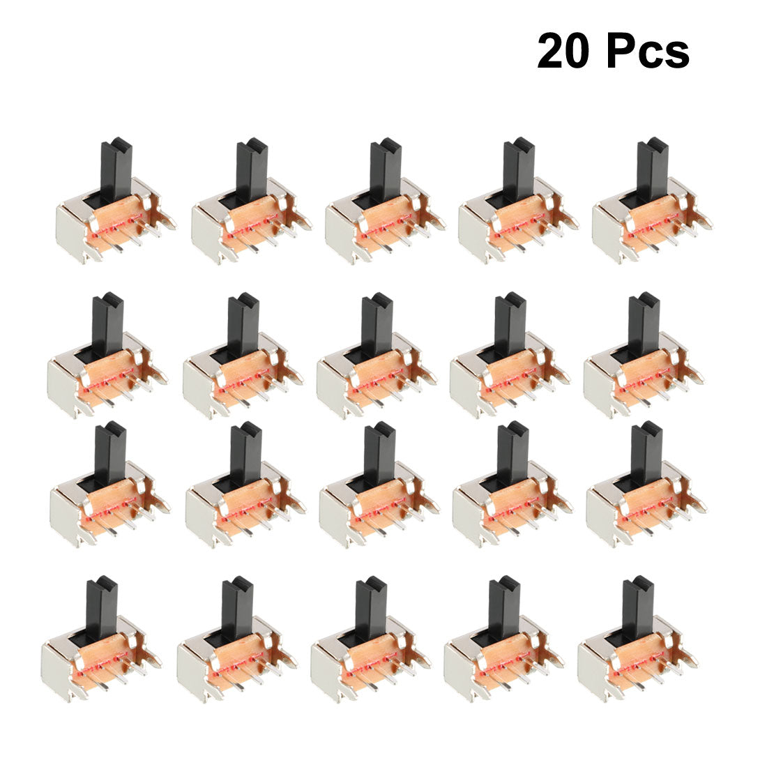 uxcell Uxcell 20Pcs 5mm Horizontal Slide Switch SPDT 1P2T 3 Terminals PCB Panel Latching