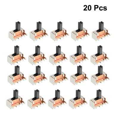 Harfington Uxcell 20Pcs 5mm Horizontal Slide Switch SPDT 1P2T 3 Terminals PCB Panel Latching