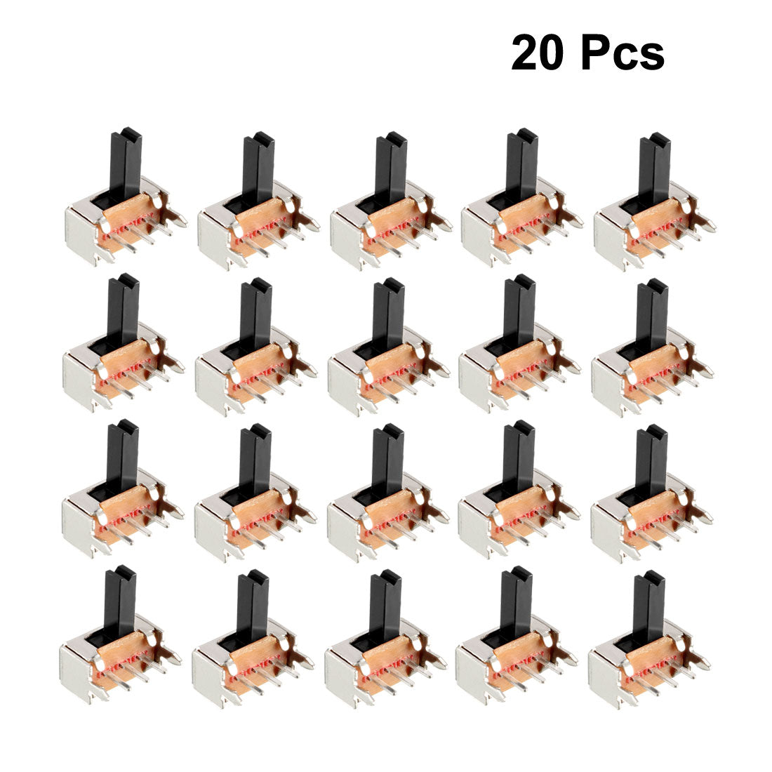 uxcell Uxcell 20Pcs 6mm Horizontal Slide Switch SPDT 1P2T 3 Terminals PCB Panel Latching