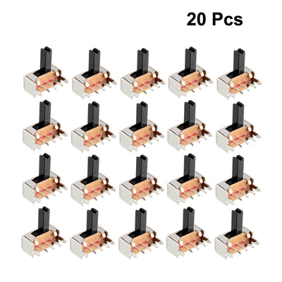 Harfington Uxcell 20Pcs 6mm Horizontal Slide Switch SPDT 1P2T 3 Terminals PCB Panel Latching