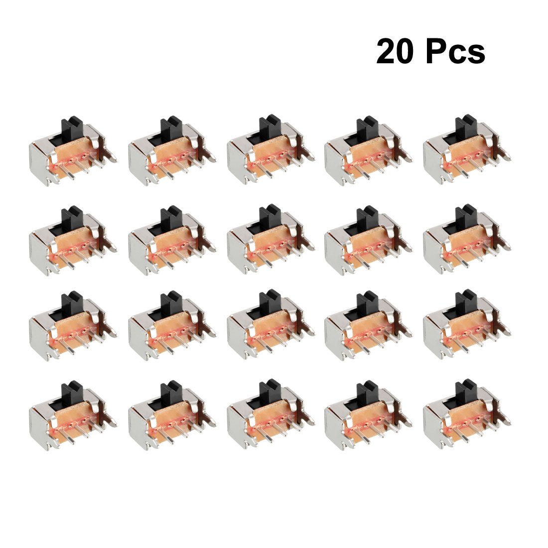 uxcell Uxcell 20Pcs 2mm Horizontal Slide Switch SPDT 1P2T 3 Terminals PCB Panel Latching