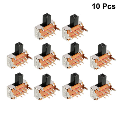 Harfington Uxcell 10Pcs 6mm Horizontal Slide Switch DPDT 2P2T 6 Terminals PCB Panel Latching