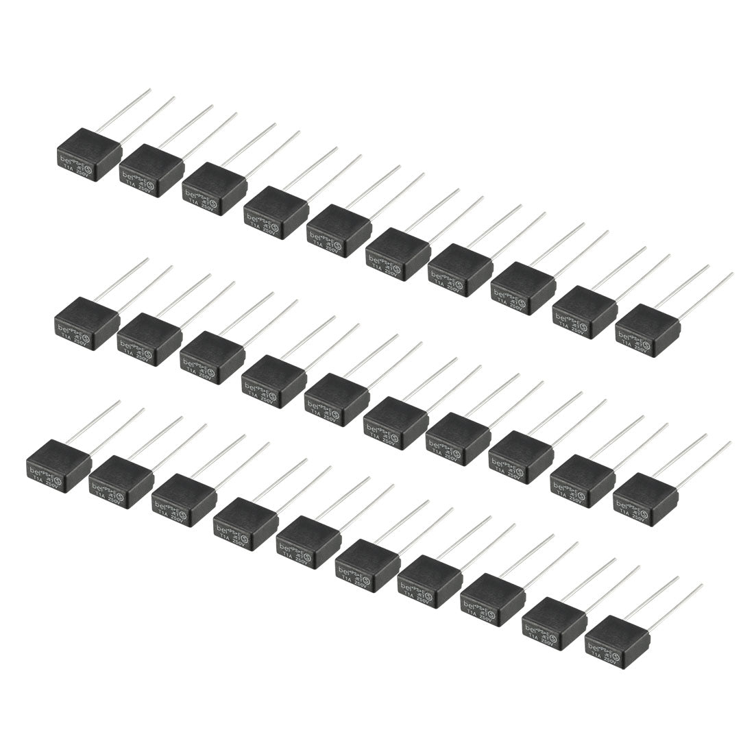 uxcell Uxcell 30Pcs DIP Mounted Miniature Square Slow Blow Micro Fuse T1A 1A 250V Black