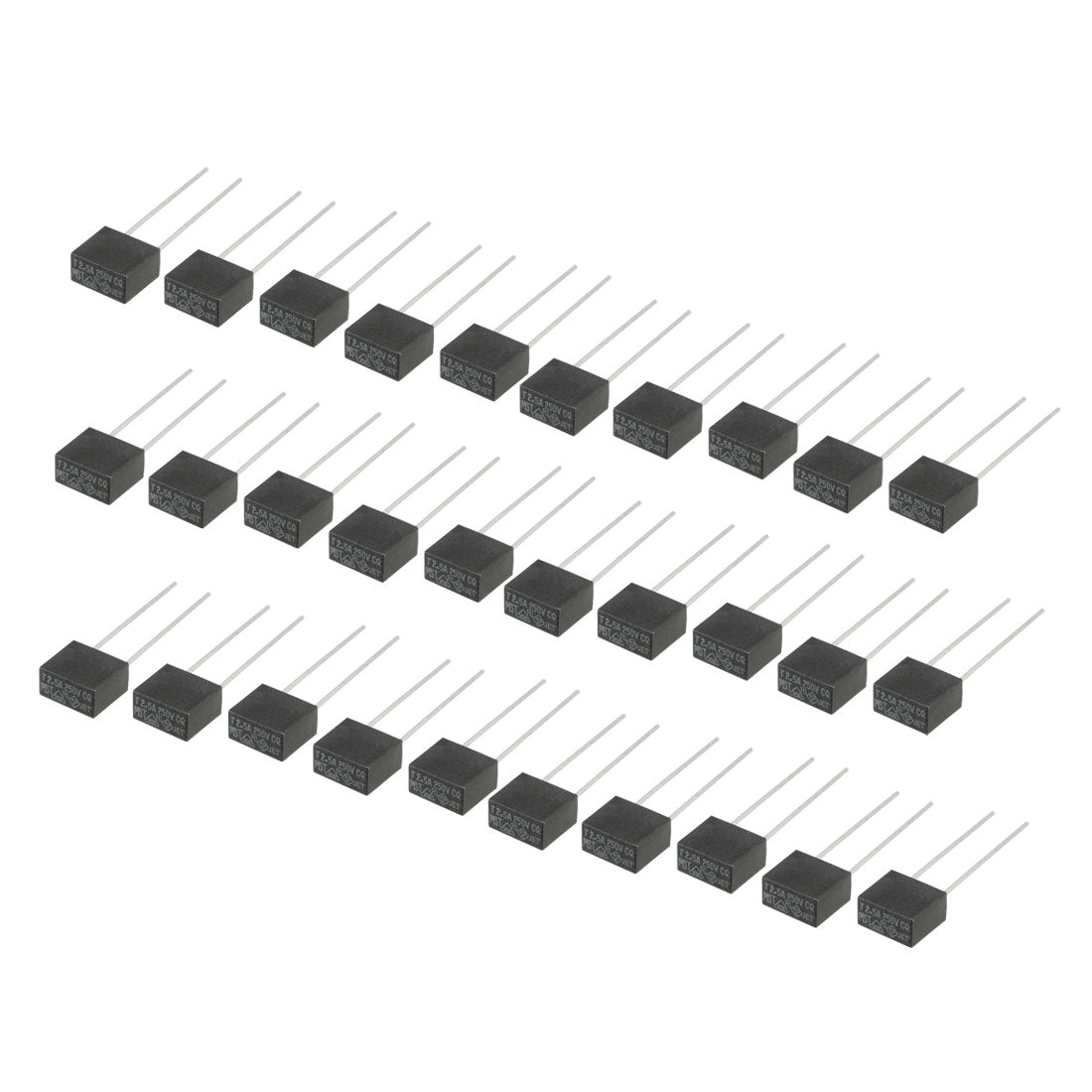 uxcell Uxcell 30Pcs DIP Mounted Miniature Square Slow Blow Micro Fuse T2.5A 2.5A 250V Black