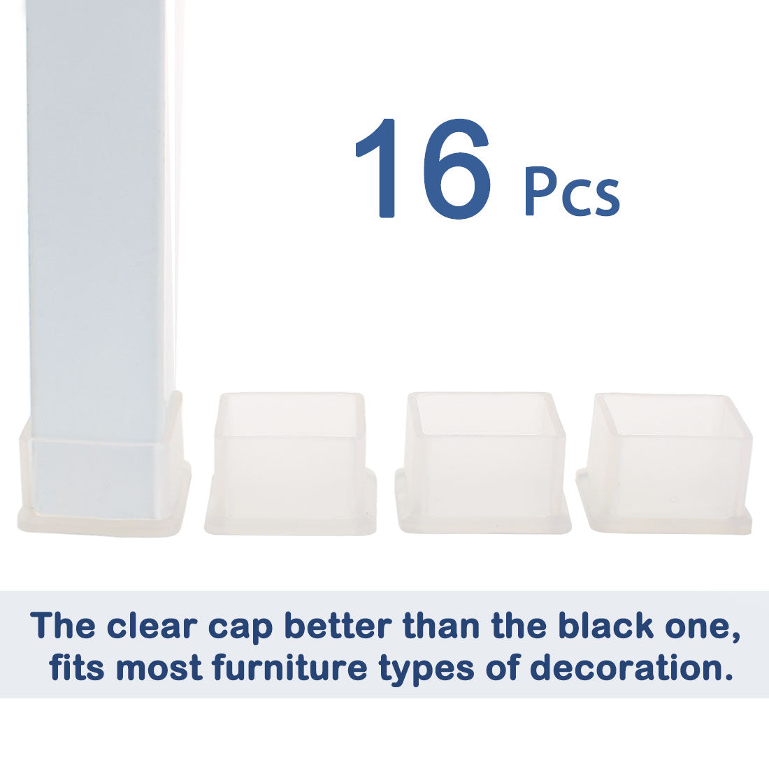 uxcell Uxcell Clear PVC Table Leg Caps End Tip Feet Cover Furniture Floor Protector 16pcs