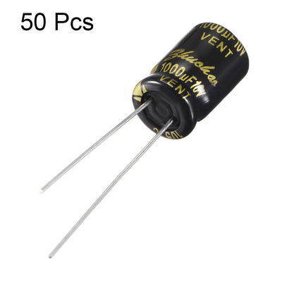 Harfington Uxcell Aluminum Radial Electrolytic Capacitor with 1000uF 10V 105 Celsius Life 2000H 8 x 12 mm Black 50pcs