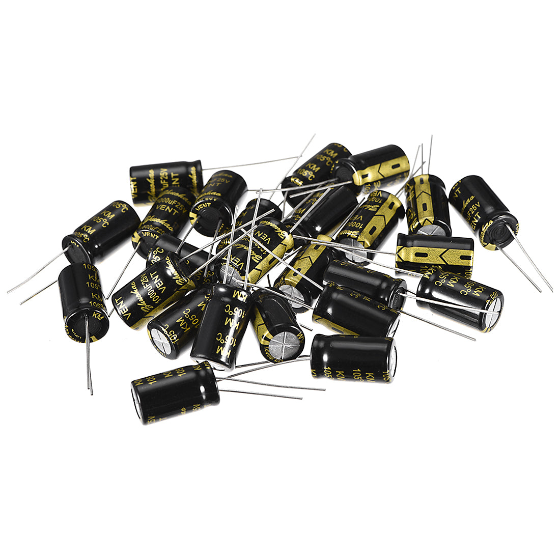 uxcell Uxcell Aluminum Radial Electrolytic Capacitor with 1000uF 25V 105 Celsius Life 2000H 10 x 17 mm Black 25pcs
