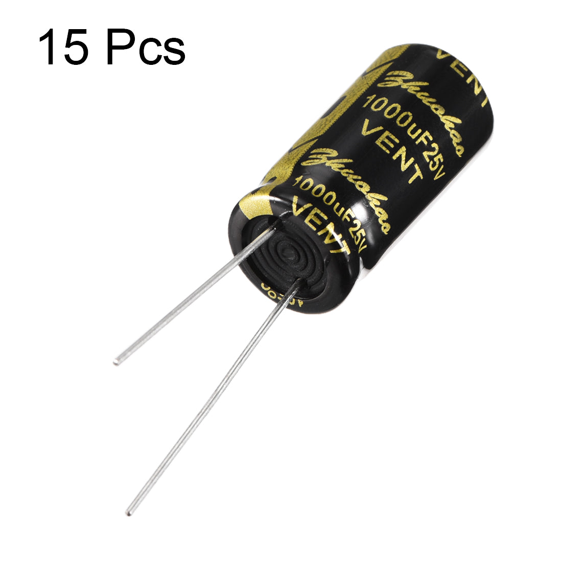uxcell Uxcell Aluminum Radial Electrolytic Capacitor with 1000uF 25V 105 Celsius Life 2000H 10 x 20 mm Black 15pcs
