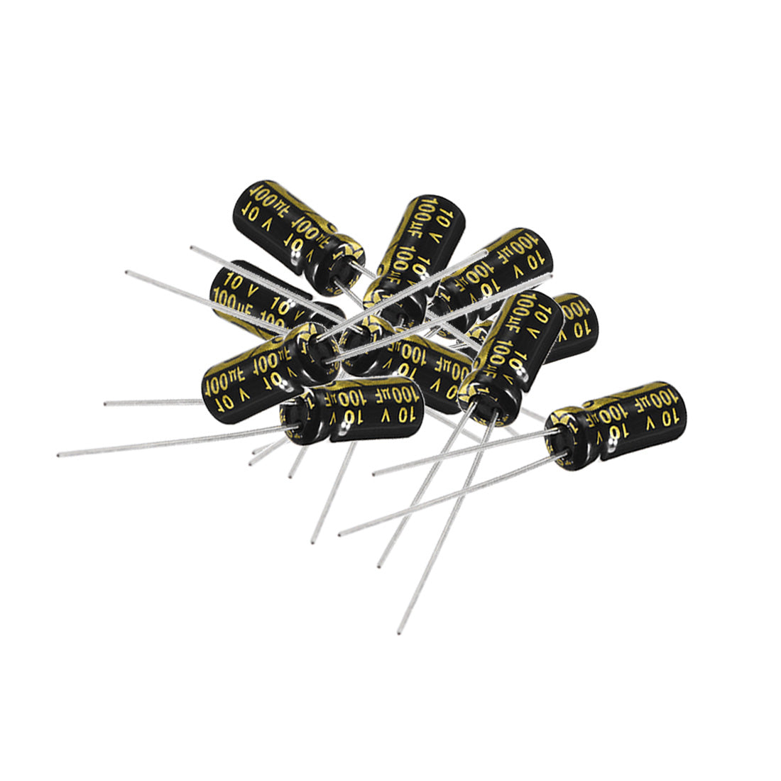 uxcell Uxcell Aluminum Radial Electrolytic Capacitor with 100uF 10V 105 Celsius Life 2000H 5 x 11 mm Black 10pcs