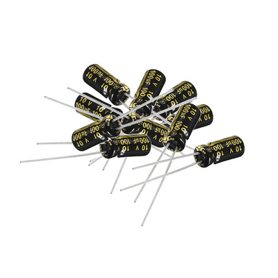 Harfington Uxcell Aluminum Radial Electrolytic Capacitor with 100uF 10V 105 Celsius Life 2000H 5 x 11 mm Black 10pcs