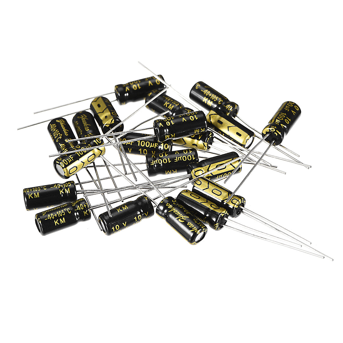 uxcell Uxcell Aluminum Radial Electrolytic Capacitor with 100uF 10V 105 Celsius Life 2000H 5 x 11 mm Black 20pcs
