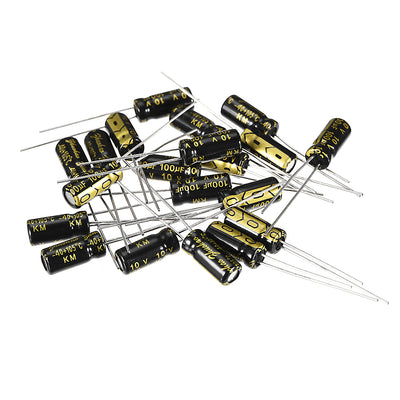 Harfington Uxcell Aluminum Radial Electrolytic Capacitor with 100uF 10V 105 Celsius Life 2000H 5 x 11 mm Black 20pcs