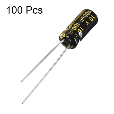 Harfington Uxcell Aluminum Radial Electrolytic Capacitor with 100uF 10V 105 Celsius Life 2000H 5 x 11 mm Black 100pcs