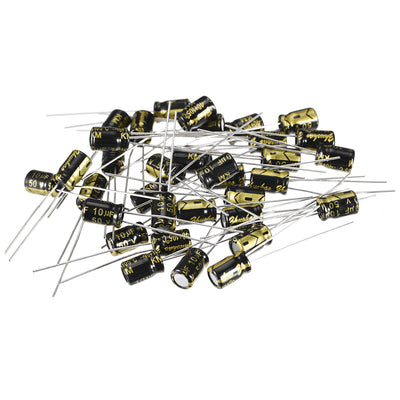 Harfington Uxcell Aluminum Radial Electrolytic Capacitor with 10uF 50V 105 Celsius Life 2000H 5 x 7 mm Black 30pcs