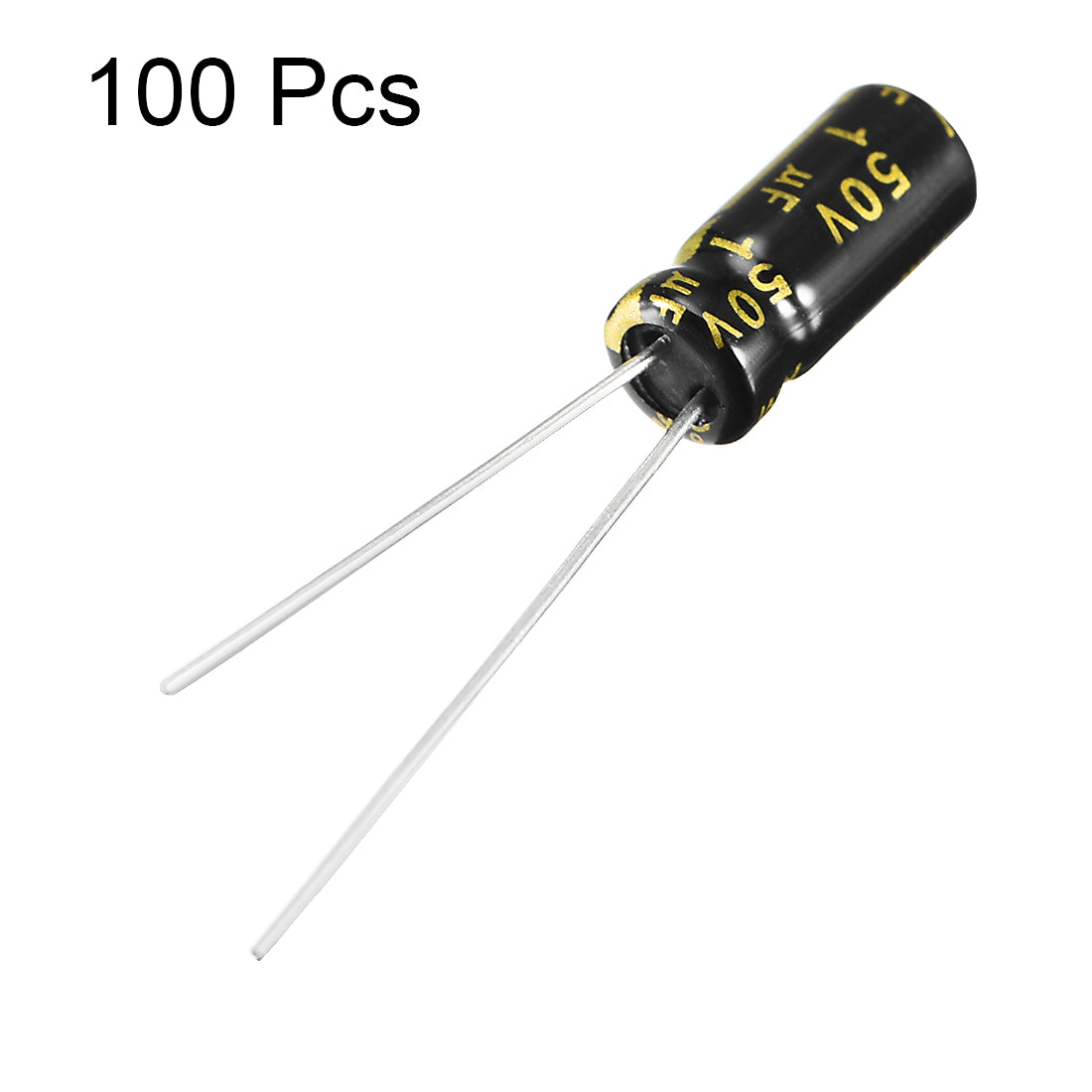 uxcell Uxcell Aluminum Radial Electrolytic Capacitor with 1uF 50V 105 Celsius Life 2000H 5 x 11 mm Black 100pcs