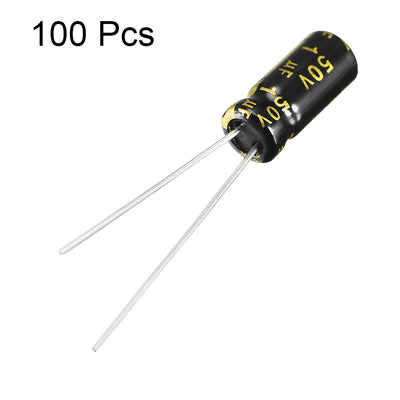 Harfington Uxcell Aluminum Radial Electrolytic Capacitor with 1uF 50V 105 Celsius Life 2000H 5 x 11 mm Black 100pcs