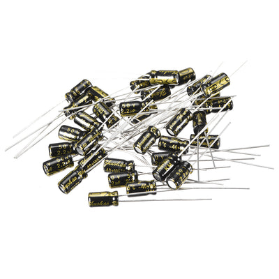 Harfington Uxcell Aluminum Radial Electrolytic Capacitor with 2.2uF 50V 105 Celsius Life 2000H 4 x 7 mm Black 30pcs