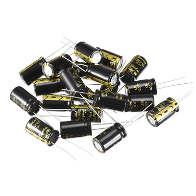 Harfington Uxcell Aluminum Radial Electrolytic Capacitor with 2200uF 10V 105 Celsius Life 2000H 10 x 17 mm Black 20pcs