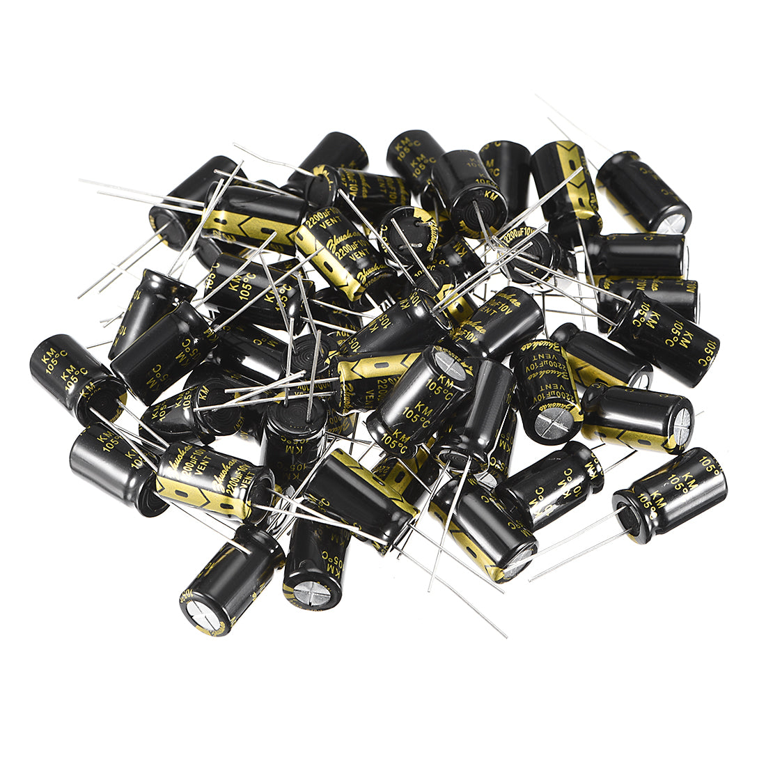 uxcell Uxcell Aluminum Radial Electrolytic Capacitor with 2200uF 10V 105 Celsius Life 2000H 10 x 17 mm Black 50pcs