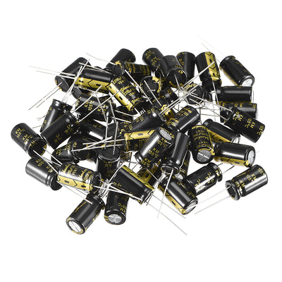 Harfington Uxcell Aluminum Radial Electrolytic Capacitor with 2200uF 10V 105 Celsius Life 2000H 10 x 17 mm Black 50pcs