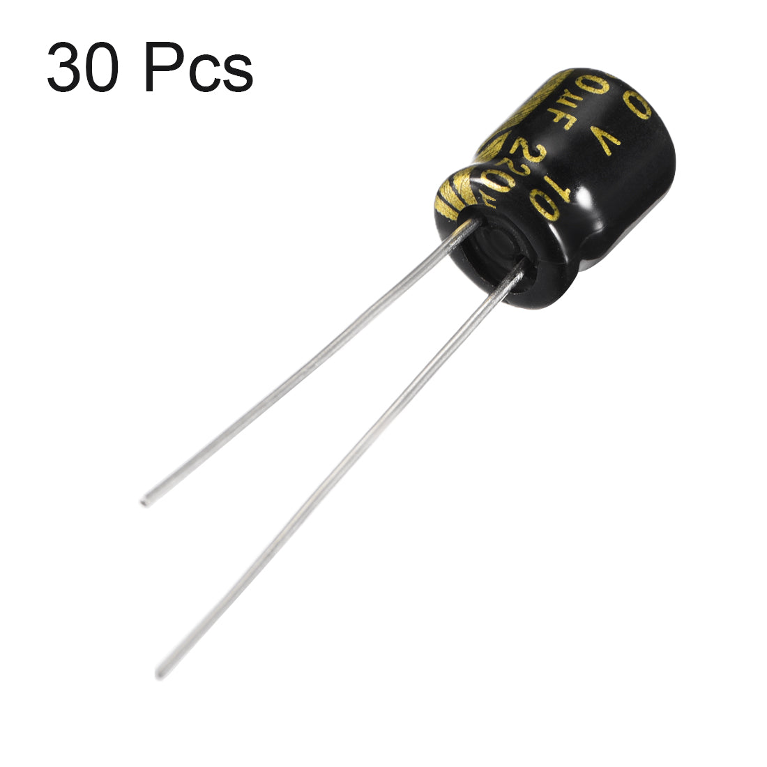 uxcell Uxcell Aluminum Radial Electrolytic Capacitor with 220uF 10V 105 Celsius Life 2000H 6 x 7 mm Black 30pcs