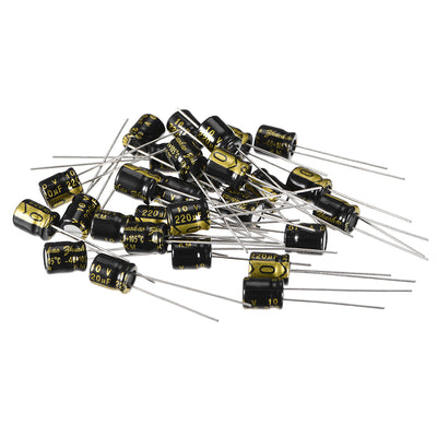 Harfington Uxcell Aluminum Radial Electrolytic Capacitor with 220uF 10V 105 Celsius Life 2000H 6 x 7 mm Black 30pcs