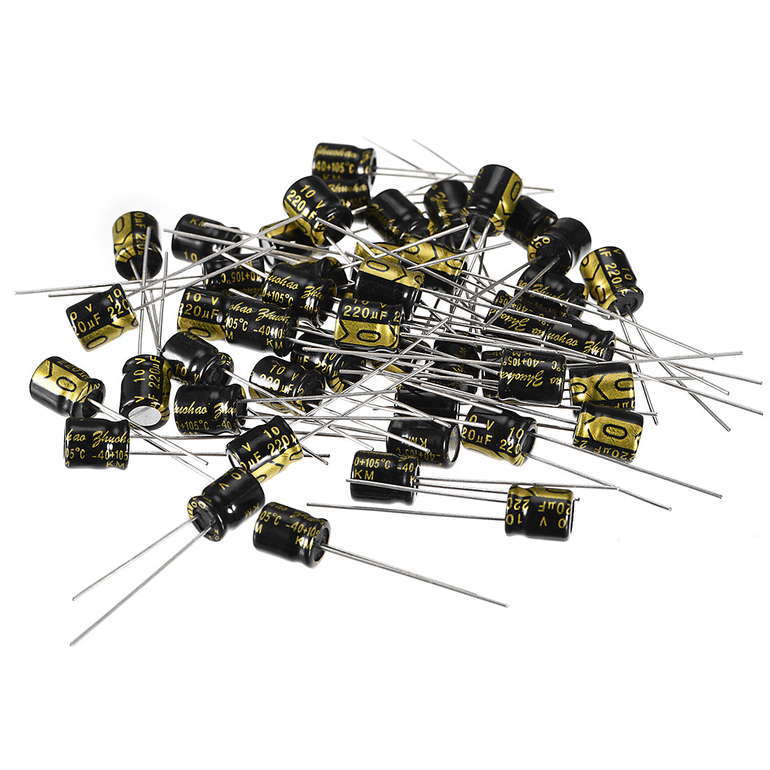 uxcell Uxcell Aluminum Radial Electrolytic Capacitor with 220uF 10V 105 Celsius Life 2000H 6 x 7 mm Black 50pcs