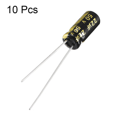 Harfington Uxcell Aluminum Radial Electrolytic Capacitor with 22uF 50V 105 Celsius Life 2000H 5 x 11 mm Black 10pcs