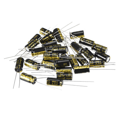 Harfington Uxcell Aluminum Radial Electrolytic Capacitor with 3.3uF 400V 105 Celsius Life 2000H 6 x 12 mm Black 30pcs