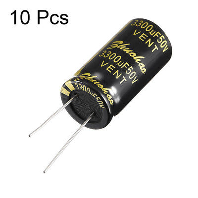 Harfington Uxcell Aluminum Radial Electrolytic Capacitor with 3300uF 50V 105 Celsius Life 2000H 18 x 36 mm Black 10pcs